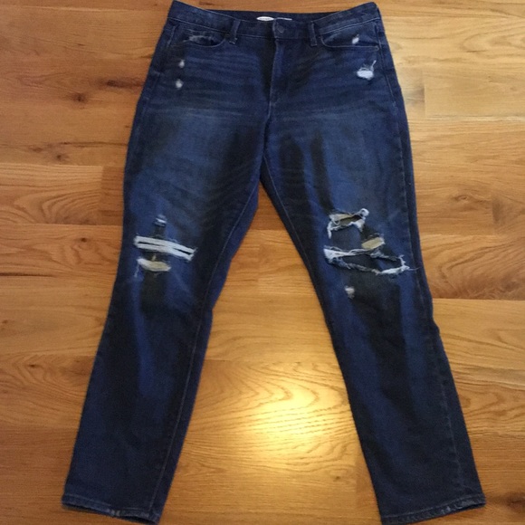 Old Navy Power Straight High Rise Distressed Jeans - Picture 2 of 8